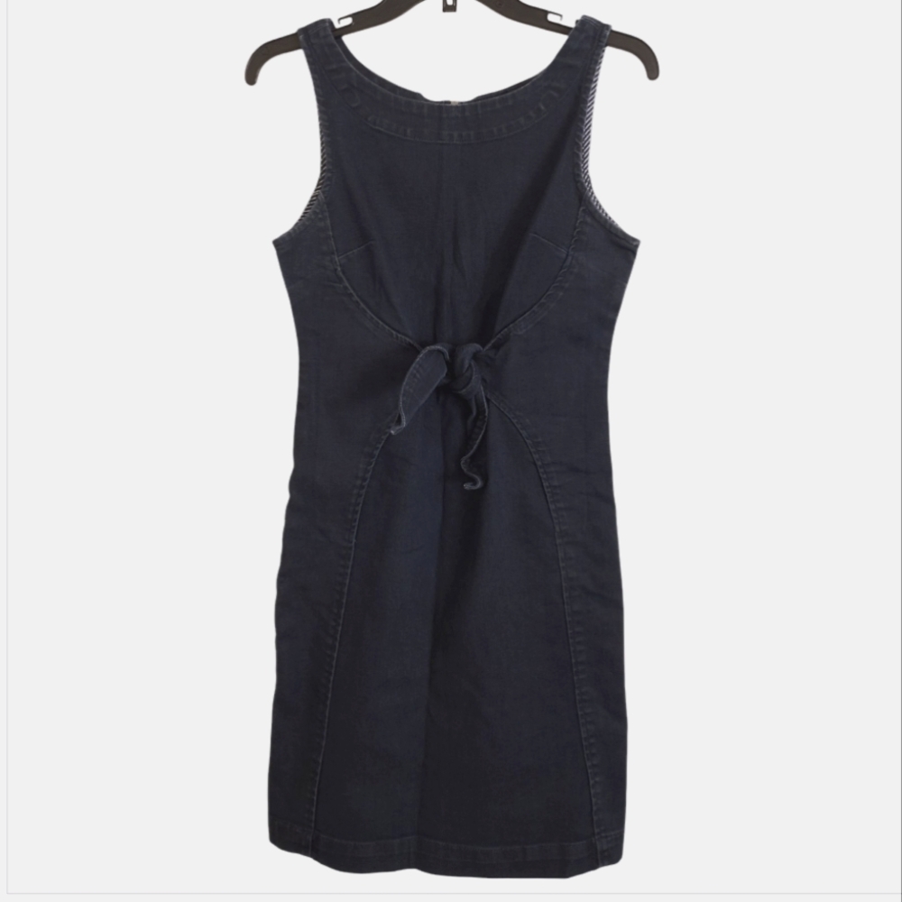 Holding Horses Anthropologie Dark Blue Clara Tie Knot Denim Dress Size 4